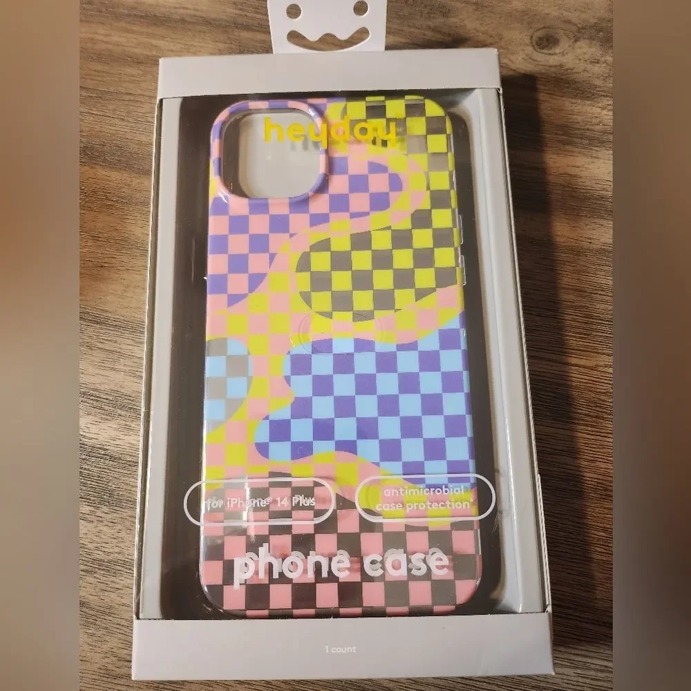 NIB Heyday iPhone 14 Plus Neon Checkered Phone Case